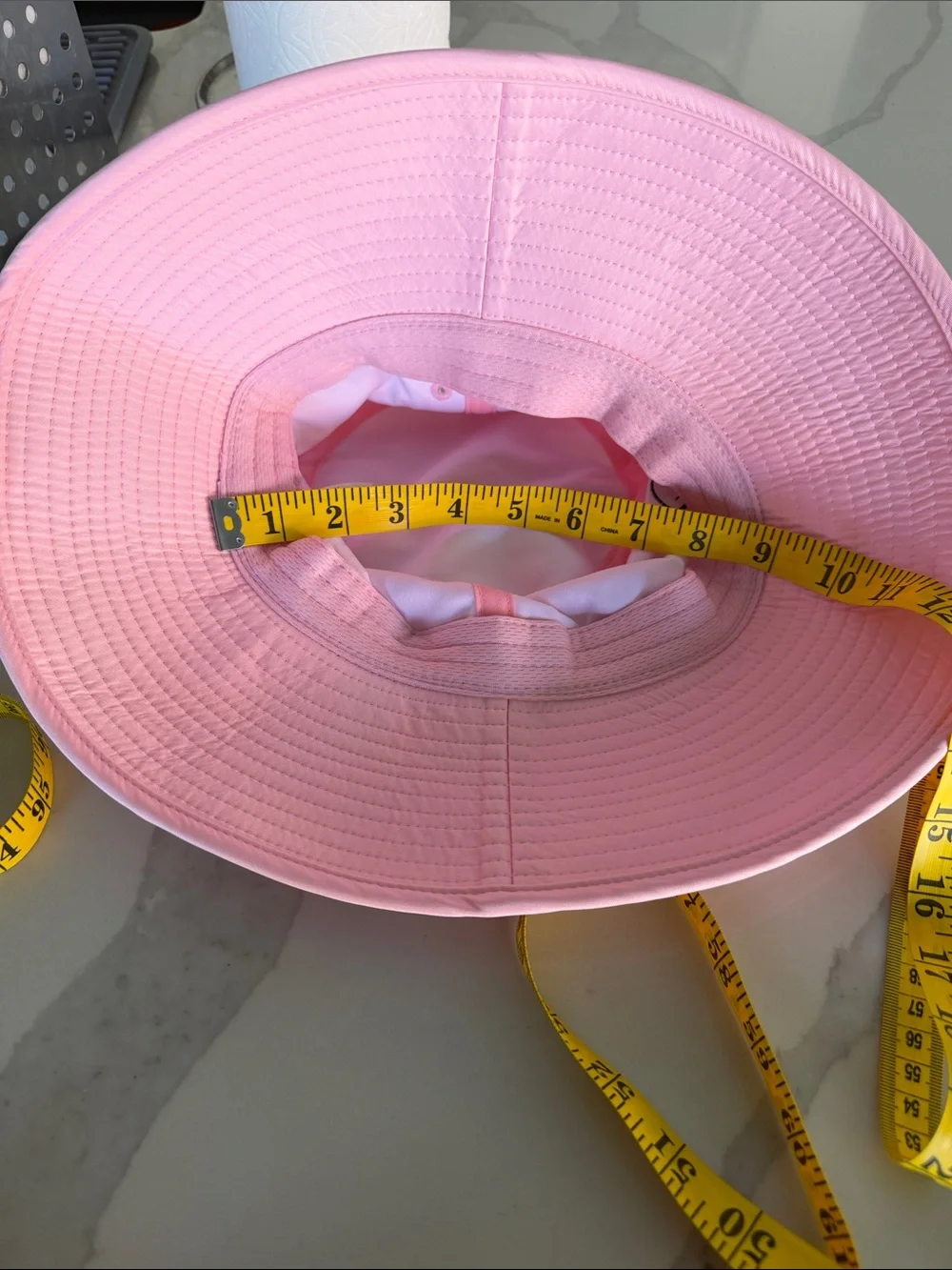 Marie Birdie Pink Bucket Hat with Green Stripe. Size 2 (older youth fit) NWOT